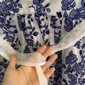 Silvery blue and gray holiday ball gown